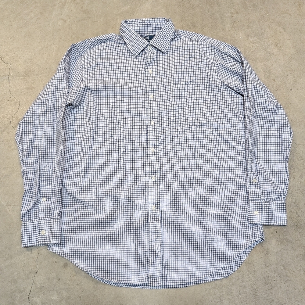 VTG 90s Polo Ralph Lauren Curham Shirt Mens L Gingham Navy/White
